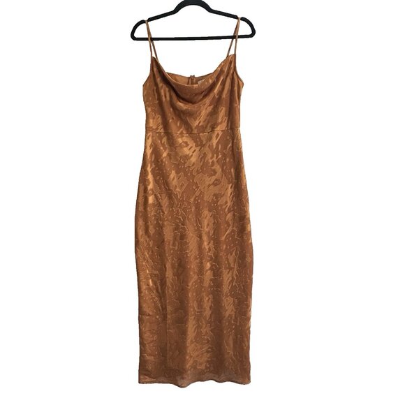 HUTCH Women Kinsey Sleeveless Cowl Neck Lined Midi Dress Sz 10 Copper hb-29 - Picture 1 of 14